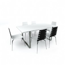 高端时尚黑白现代餐桌椅组合