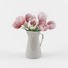 3d渲染花瓶里的粉玫瑰模型下载
