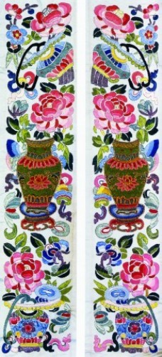 中式元素布纹贴图花瓶里的莲花