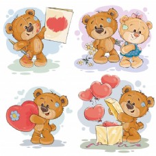 情人节快乐集矢量剪贴画插图的泰迪熊
