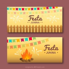 Festa junina带着花环和篝火
