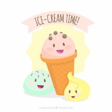 在柔和的色调漂亮的冰淇淋的背景