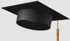 手绘黑色学位帽免抠png透明图层素材