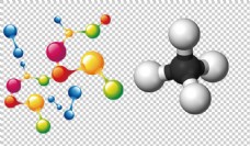 PSD分层素材彩色手绘分子模型免抠png透明图层素材