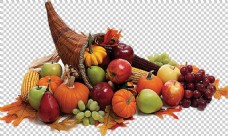 素材瓜果感恩节一堆蔬菜瓜果免抠png透明图层素材