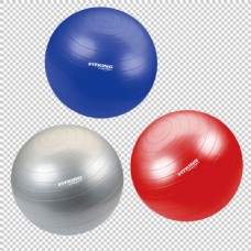 三个颜色的健身球免抠png透明图层素材
