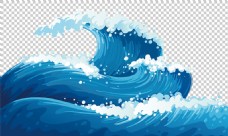 手绘花纹手绘漂亮的海浪免抠png透明图层素材