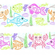 儿童插画儿童涂鸦可爱的海洋生物插画