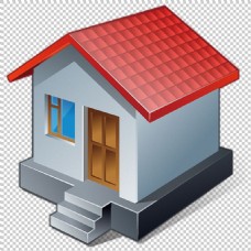 红房子手绘红色屋顶房子免抠png透明图层素材