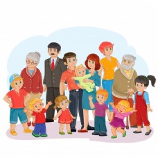 向量大幸福家庭-曾祖父，曾祖母，祖父，祖母，爸爸，妈妈，女儿和儿子
