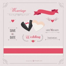 结婚背景设计温馨浪漫卡通结婚邀请函矢量素材