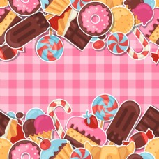 可爱甜甜圈卡通甜点矢量图