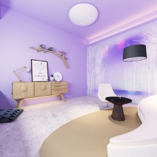 室内设计工装效果图休息室紫色梦幻系列3D