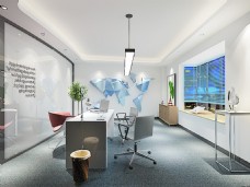 室内设计工装经理办公室效果图3D效果图简约风格