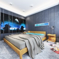 风情室内设计宾馆房间简约灰色系风格3d效果图max
