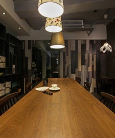 室内实木餐厅木纹壁纸效果图