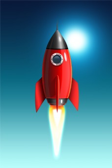 精美红色火箭图标icon设计