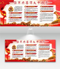 公司文化中国梦强军梦红色主题内容展板