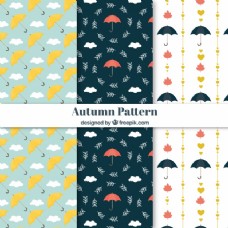 带伞的秋季图案