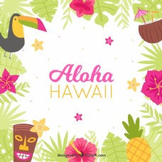 平面设计多彩夏威夷ALOHA背景