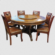 木材圆形实木餐桌免抠png透明图层素材