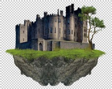 创意悬浮山城堡免抠png透明图层素材