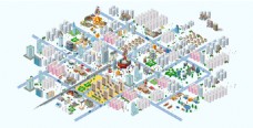 SPA插图2.5d城市地图插画