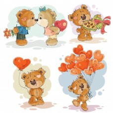 度假集矢量剪贴画插图的迷恋泰迪熊