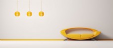 抽象黄色吊灯沙发banner背景素材