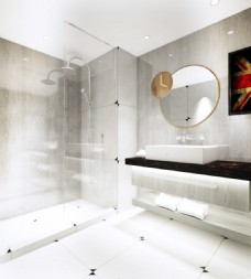室内设计简约工业风宾馆浴室3D效果图