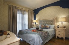 地中海经典风格卧室背景墙装饰设计效果图