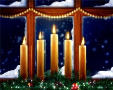 温暖圣诞节庆祝烛火动态视频素材