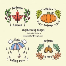 手绘可爱秋季徽章