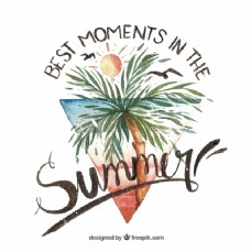 度假水彩画的夏天背景励志短语