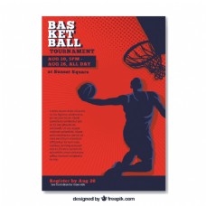 复古的小册子与篮球运动员的剪影