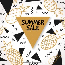 夏天菠萝和几何图形的销售背景