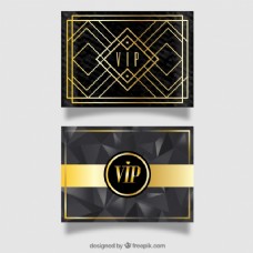 名片现代的VIP卡用金色的几何图形