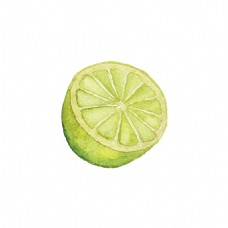 绿色水果绿色手绘柠檬卡通透明水果素材