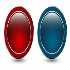 圆形素材圆形红蓝按钮矢量素材