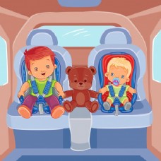 爱上两个小男孩坐在儿童汽车座椅上