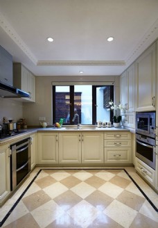 欧式风格欧式简约风室内设计厨房格子瓷砖效果图