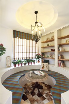 简约风室内设计客厅圆形沙发效果图