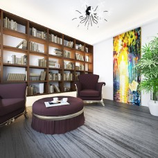 室内设计书房油画作品书架3d效果图max