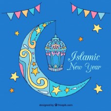 背景墙伊斯兰新年背景与月亮
