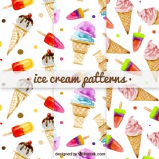 一套水彩冰淇淋图案