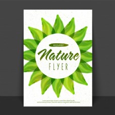 自然生态自然传单模板或旗帜亮绿色叶生态概念