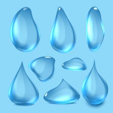 水晶画蓝色晶莹的水滴插画