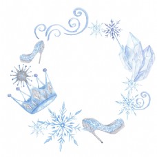 蓝色冰雪奇缘手绘卡通雪透明素材