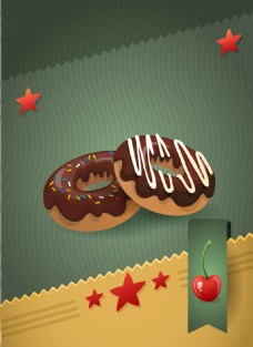 美食背景卡通矢量甜甜圈甜品美食宣传海报背景素材