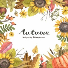 秋天背景秋天的背景画与水彩画的框架